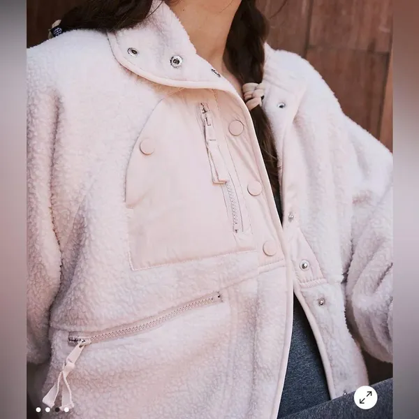 Free People Movement Hatch Hit The Slopes Fleece Jacket Natural Size S - Image 4