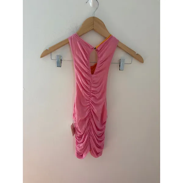 NWT‎ Free People Dancing Queen Reversible Ruched Tank Top Pink Orange XS - Image 5