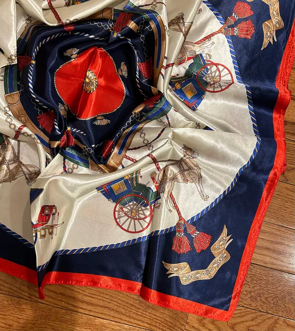 Vintage Regal Carriage&Horse EQUESTRIAN oversized square Silk Scarf 35/35 - Image 15