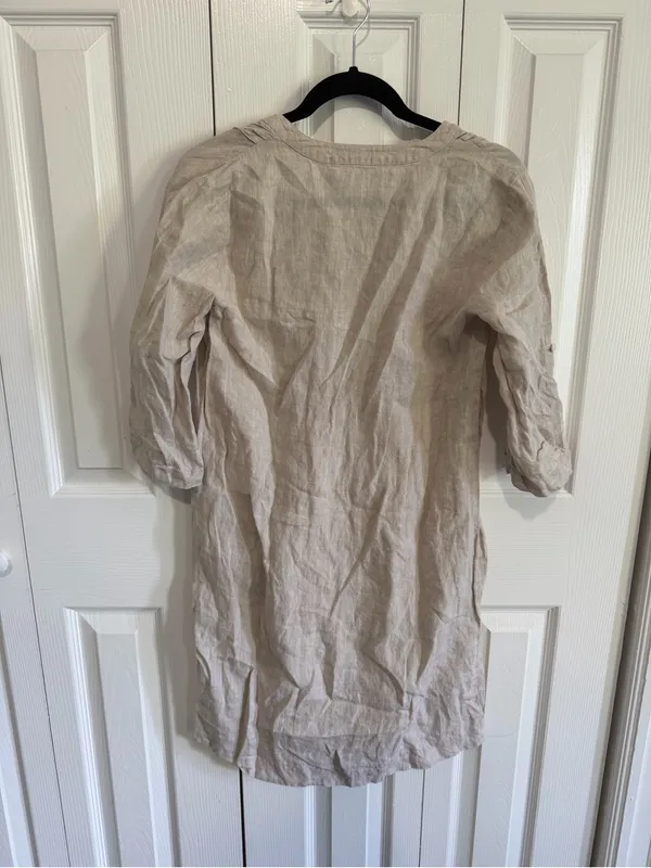J.McLaughlin Riviera Dress Linen Natural/Tan Size Small - Image 4