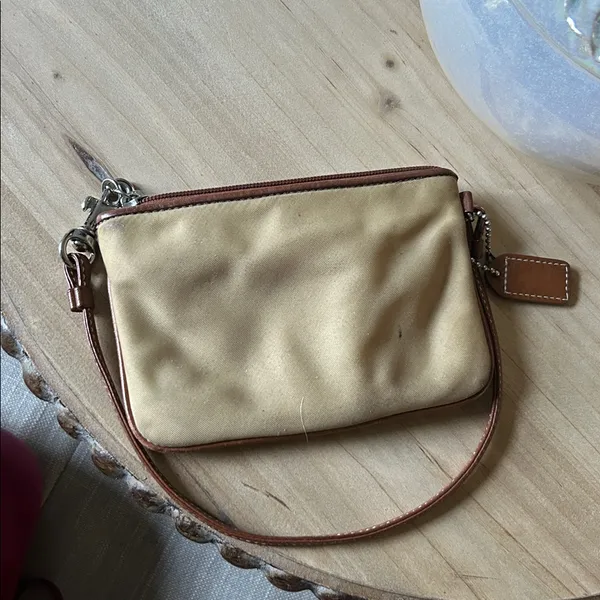 Coach Classic Nylon Tan/ Brown Wristlet Mini Purse - Image 7