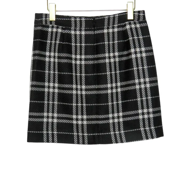 J. Crew Black and White Tweed Plaid Preppy Mini Skirt Size 4 - Image 4