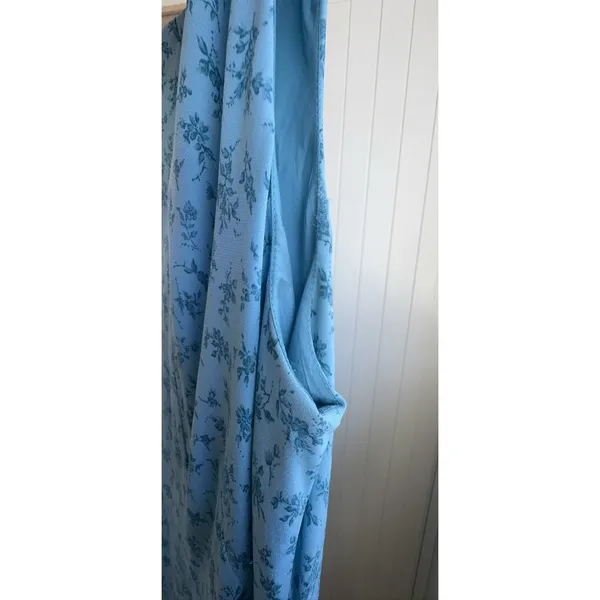 Vintage Banana Republic Y2K 2002 Blue Floral Ruched Midi Dress Size 6 - Image 9