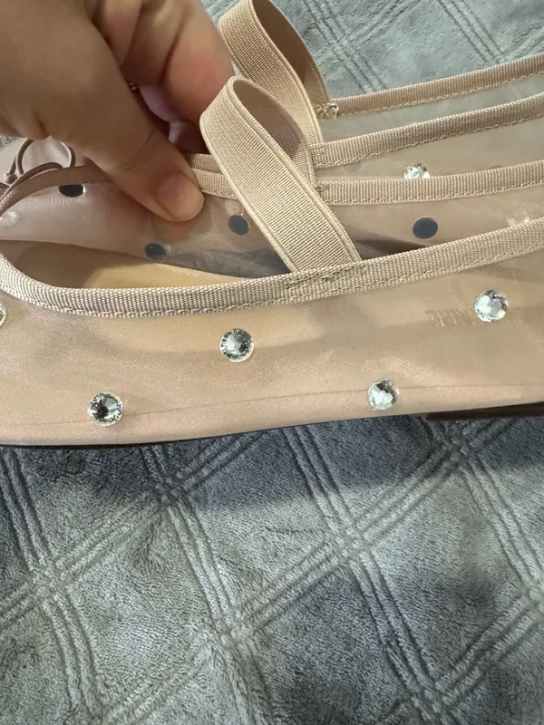 Cushionare Elegant Mary Jane Studded Mesh Ballet Nude size 8.5 - Image 4