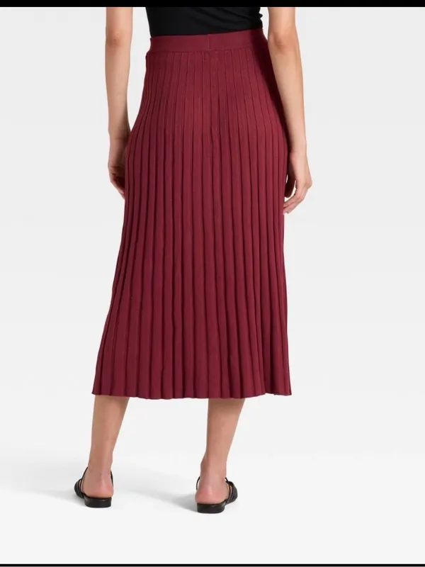 New With Tags A New Day Burgundy Rib Knit Sweater Skirt Sz M - Image 2