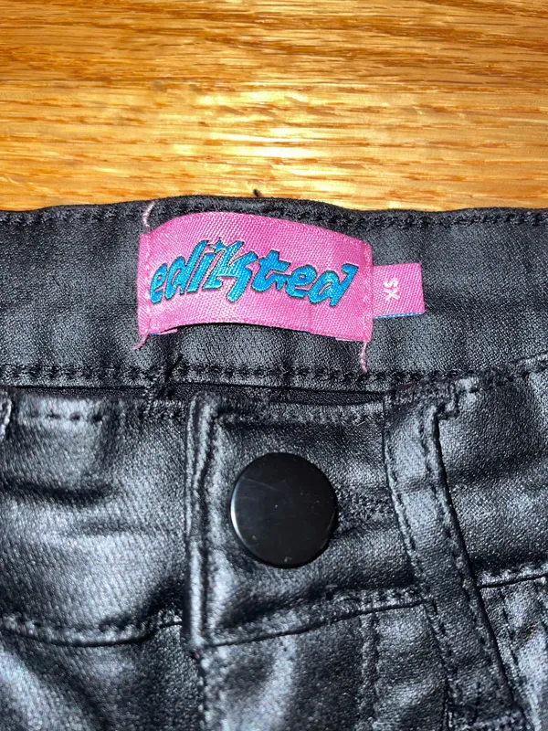 Edikted black flared faux leather jeans  - Image 2