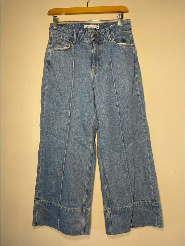 Zara Z1975 High-Waisted Front Seam Wide-Leg Jeans Minimalism - Image 7