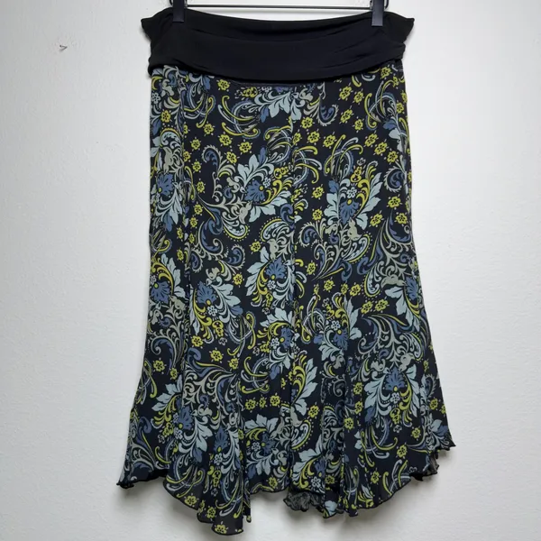 VTG 90s Women Whimsigoth Reversible Skirt XL Black Green Floral Paisley Fairy - Image 4