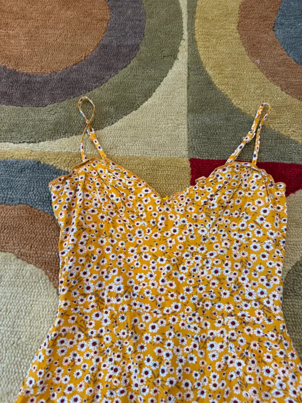 Superdown Aj Cami Ruffle Dress Very Short Mini Floral Print Yellow Size XS - Image 3