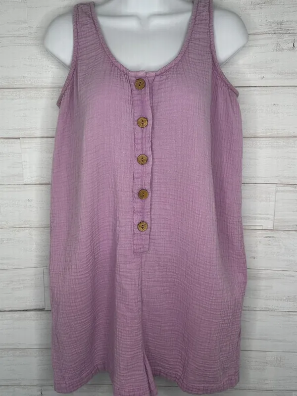 Faherty Dream Cotton Gauze Jamesport Romper In Nirvana Size Small Purple - Image 2