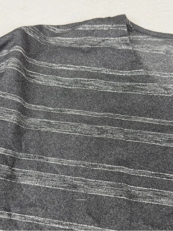 Athleta Womens XXS Gray Metallic Lurex Stripe 3/4 Sleeve Stretch Top 930305 - Image 2