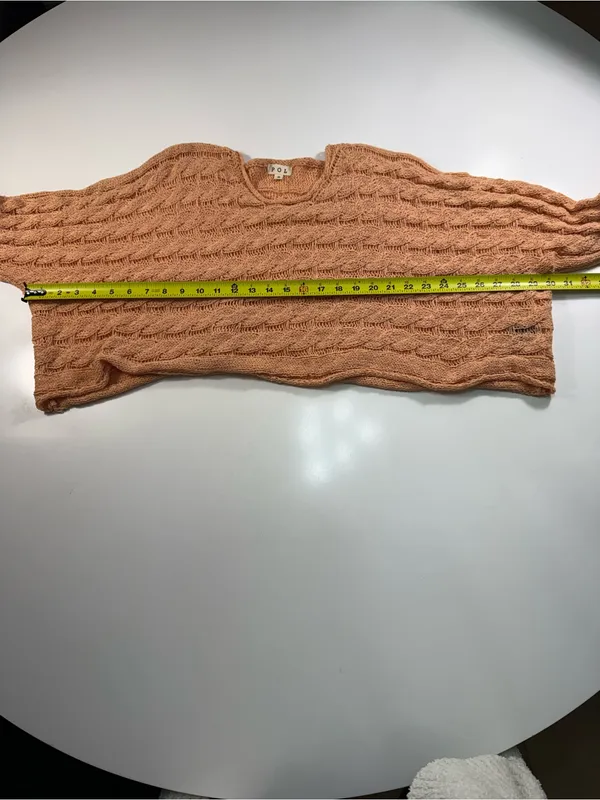 POL Cropped Cable Knit Sweater in Peach - Image 4