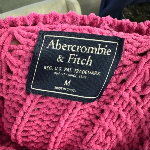 Hot Pink Abercrombie and Fitch Chenille Mock Neck Sweater‎ Medium - Image 5