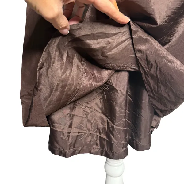 J Crew Strapless‎ Dress 0 XS Brown 100% Silk Satin Lined Babydoll Empire Waist - Image 6