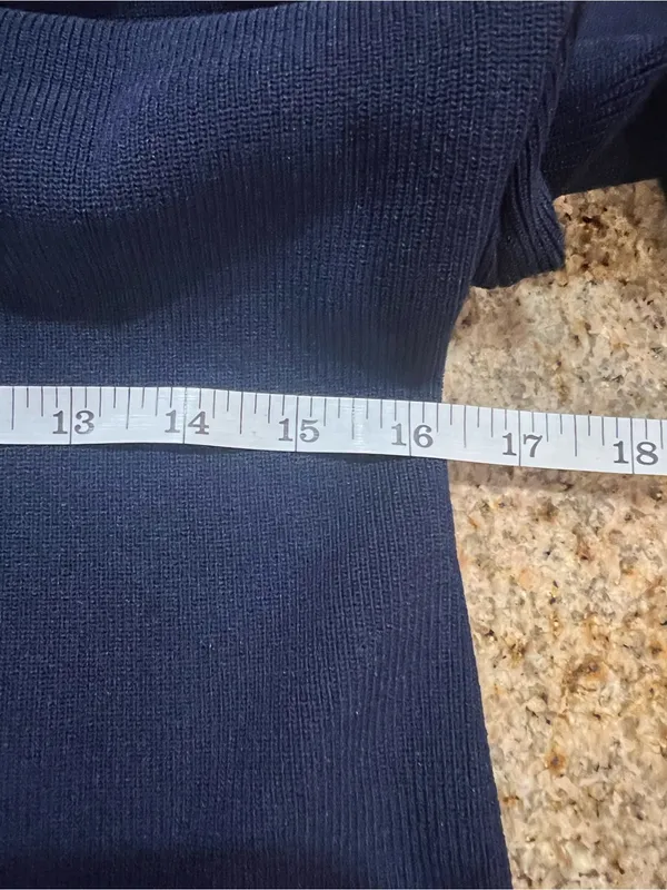 COMMENSE NWT Long Sleeve Button Knit Maxi Dress Navy Gold Buttons - Image 8
