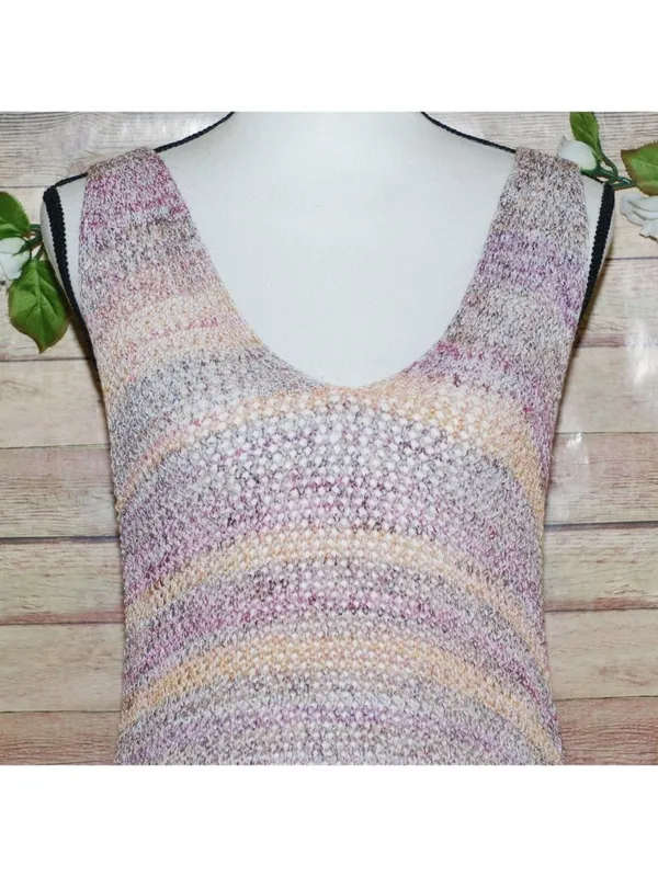 We The Free Crochet Tank Top Medium Purple Lavender Multicolor Open Back - Image 3