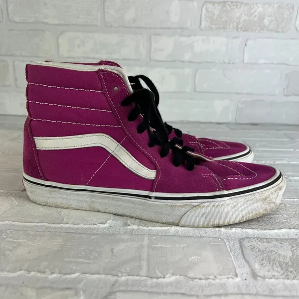 Vans Sk8-Hi Top Sneakers Pink Womens 9 Mens 7.5 Canvas Suede Lace Up Shoes 40EU‎ - Image 2