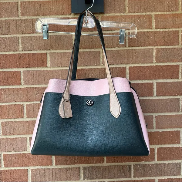 Coach Lora Carryall tote Colorblock in Pewter/Pine Green Aurora Multi Leather - Image 3
