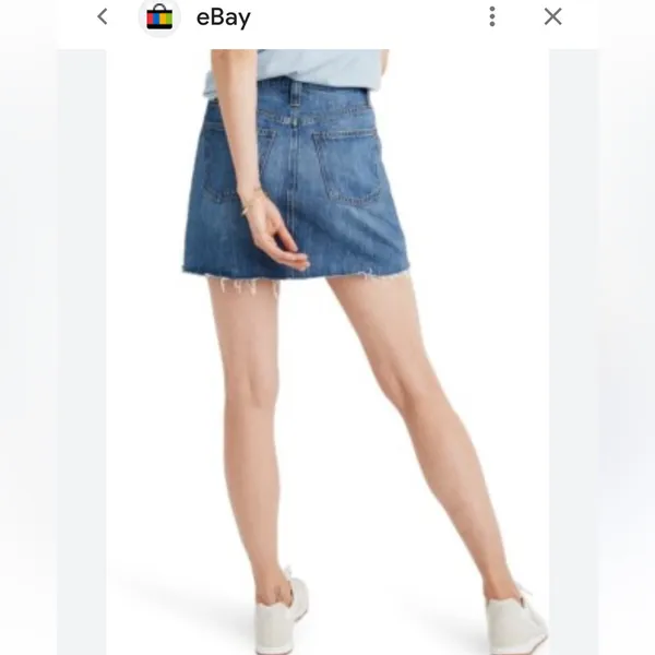 Blue Denim Mini Skirt - Casual Frayed Hem - Image 2