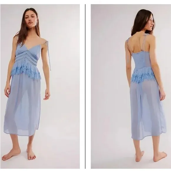 NWOT Free People Women’s Intimately x Revolve Kiki Slip in Chambray Blue - Image 5