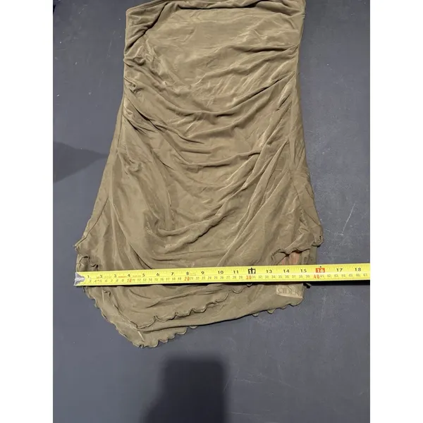 NWT Cider Strapless Ruched Olive Green Mini Dress Women's‎ Size L - Image 4