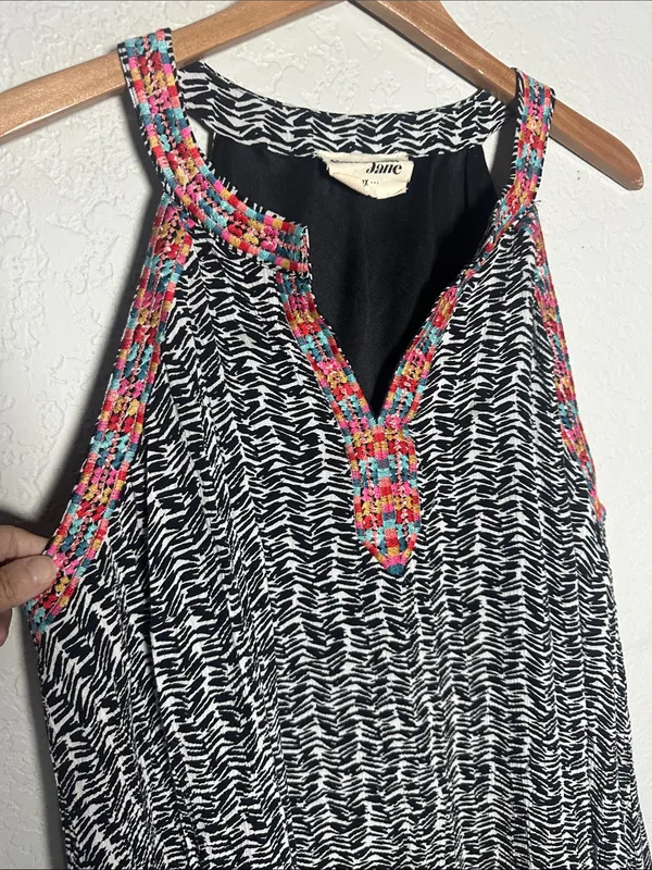 Savanna Jane Black White Embroidered Swing Dress Size 2X Casual Cottage Boho - Image 2