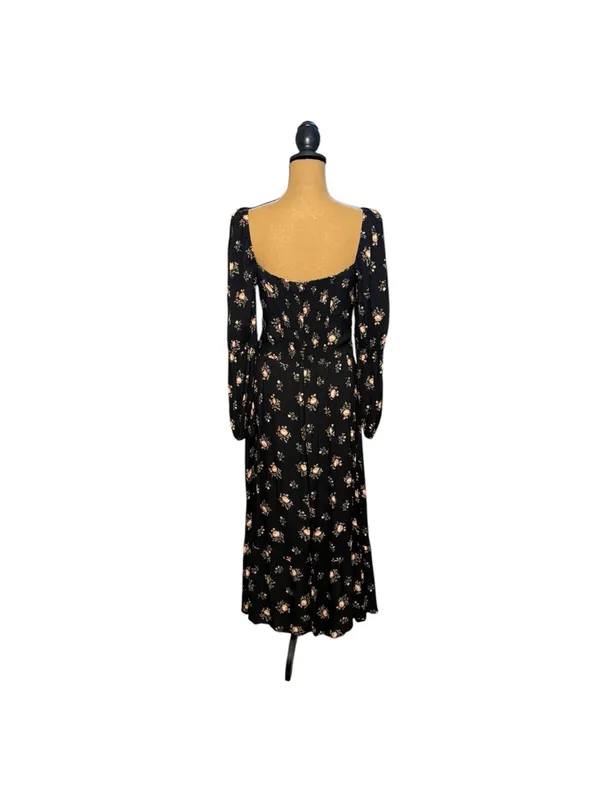 Reformation Mica Midi Dress Womens 12 Black Floral Whimsigoth Practical Magic - Image 4