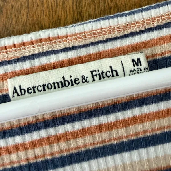 Abercrombie & Fitch Sz M Ribbed Striped Quarter Sleeve Button Front Dress Soft - Image 7