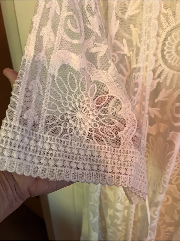 White Lace Embroidered Duster Kimono 2x - Image 6