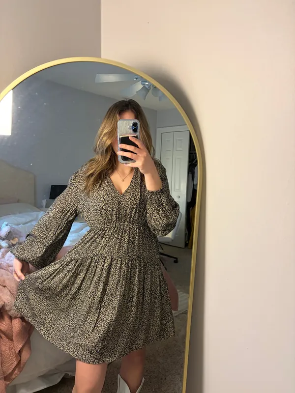 A New Day leopard print long sleeve babydoll dress (Target) - Image 2