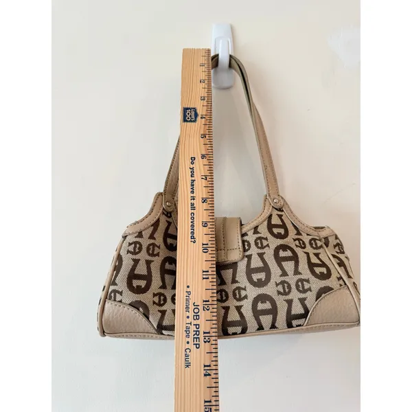 Etienne Aigner Shoulder Bag Purse Women's Tan Double Handle Signature Logo - Image 13