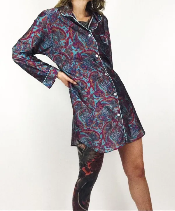 Vintage Paisley Motif Nightshirt | Size M - Image 9