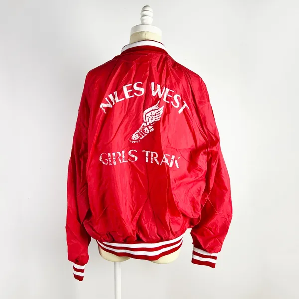 Vintage Red Nylon Vintage Aristo Jac by Hilton Wallace Red Bomber Jacket Large - Image 4