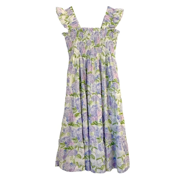 Hill House Ellie Nap Dress XL Mrs Alice Blue Hydrangea Floral Midi Smocked - Image 2