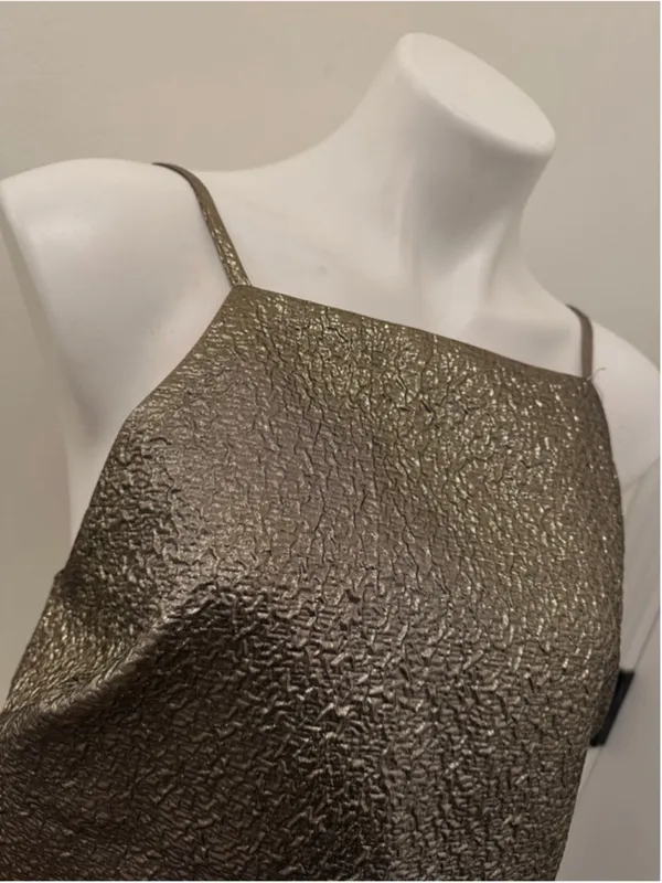 Women's Abercrombie and Fitch Gold Textured Tank Top S with Black Lining - Image 3