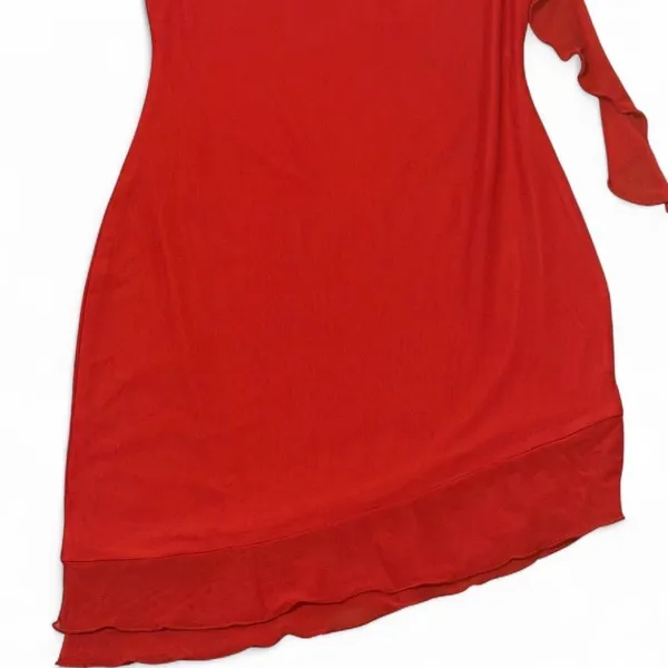 Princess Polly Lorello mesh Mini Dress Red with rose detail - Image 4