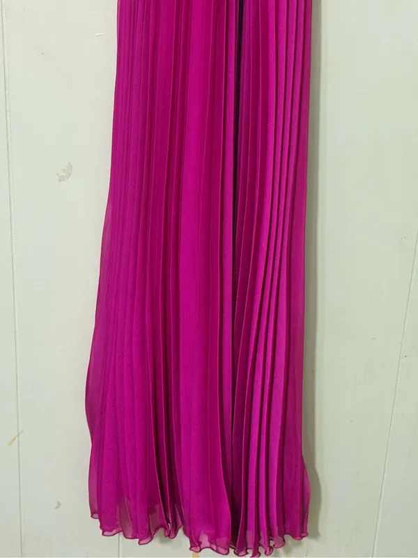 Aqua Dresses Pleated Halter Maxi Dress Fuchsia Gold Chain Size 0 XS NWT - Image 5