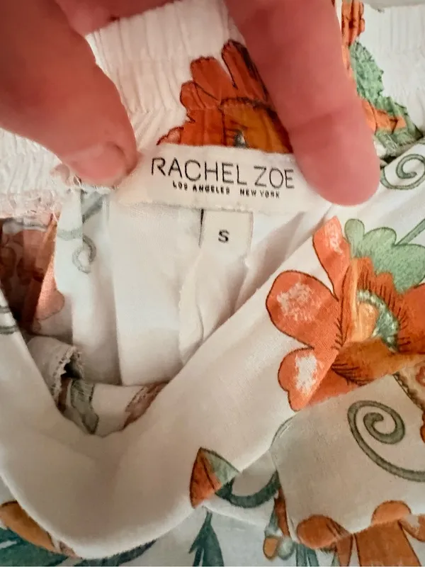 Rachel Zoe Linen Blend Wide Leg Pants Orange Floral Paisley Boho Resort Sm - Image 8