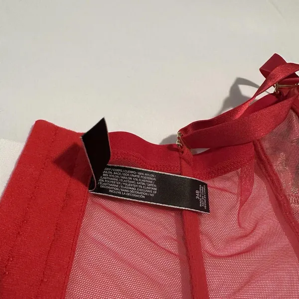 Victoria’s Secret 34B Red Boned Corset Bra With Garter Straps Lace Women’s - Image 8