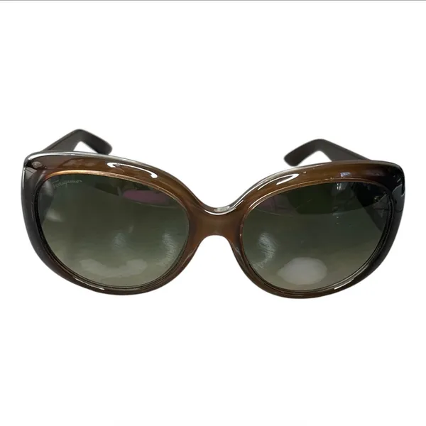 Salvatore Ferragamo brown oversized oval sunglasses tortoise shell frame Y2K - Image 2
