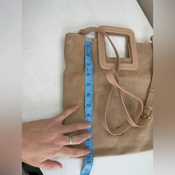 TMRW STUDIO Blush Milo Fold Over Suede Bag Crossbody Top Handle Anthropologie - Image 14
