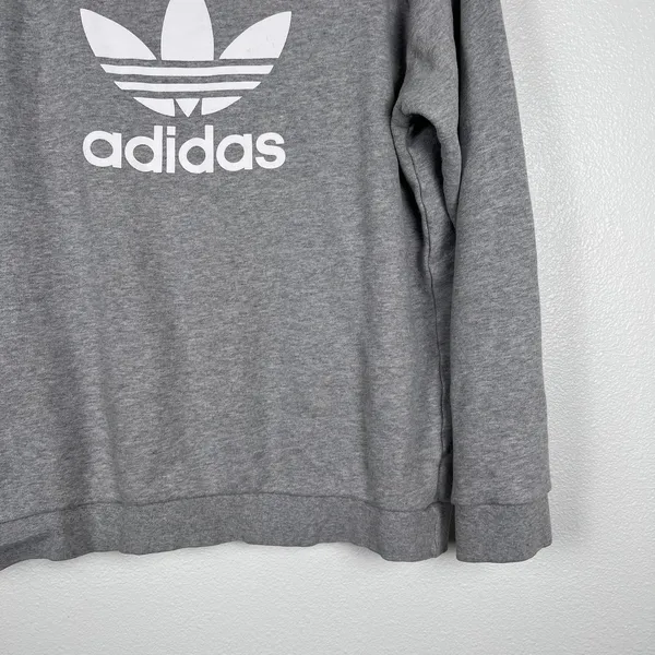 Adidas Women's Crew Neck‎ Pullover Sweatshirt Gray Sz M - Image 4