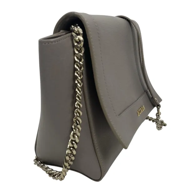 Furla Ginevra Leather Mini Crossbody Bag Sabbia Beige Gray Gold Chain - Image 4