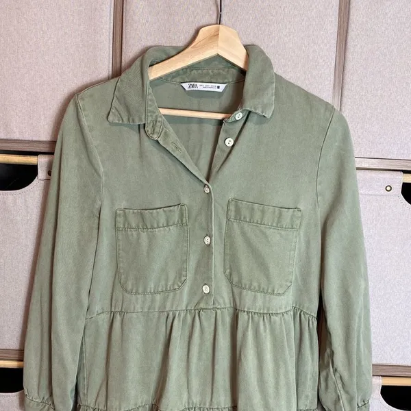 Zara Lyocell tiered mini dress - Image 3
