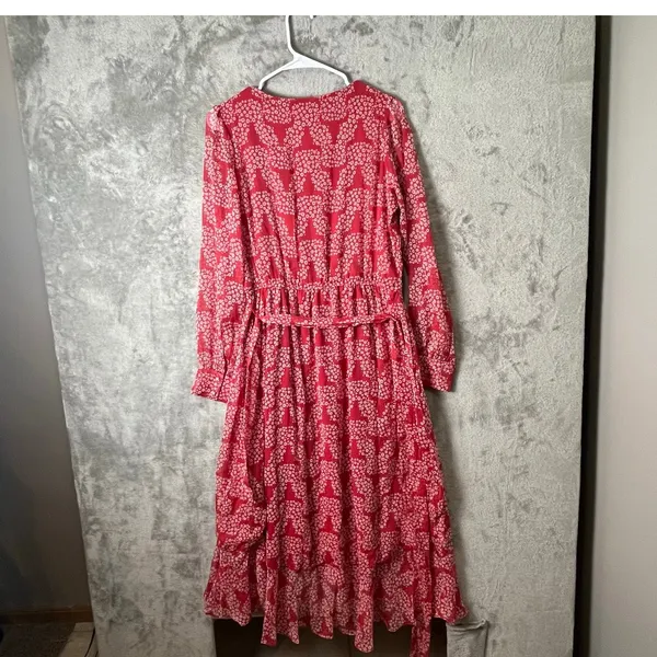 Justin Ladies Red Floral Skull Wrap Maxi Dress Longhorn Skull Western Cowgirl SM - Image 5