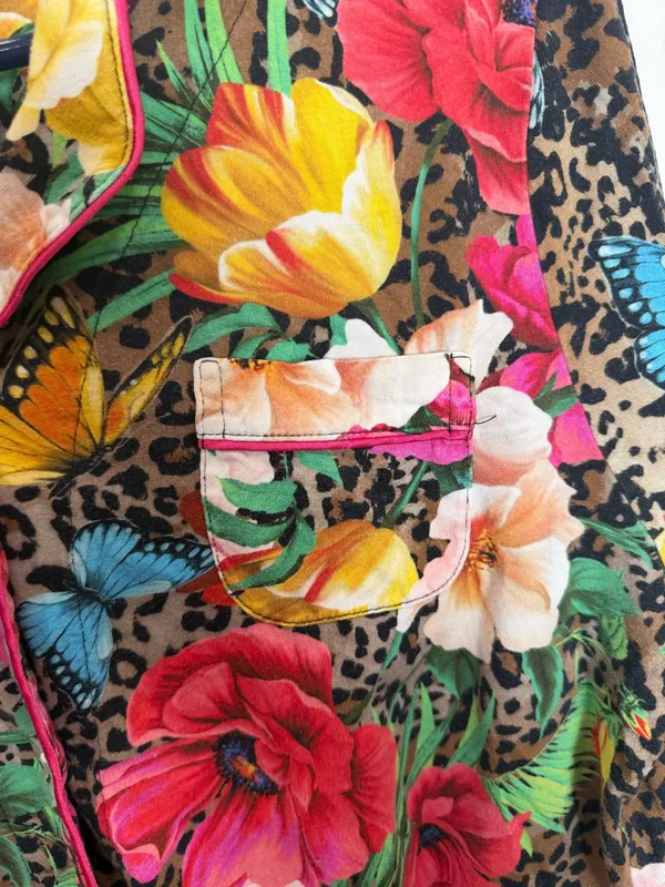 Johnny Was Sandra Long Pajamas Floral Cheetah Print - Image 6