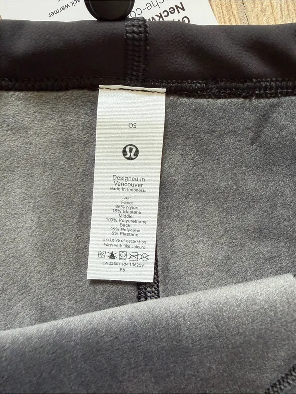 Lululemon Glyde Velvet Fleece Neckwarmer Black One Size Outdoor Sporty - Image 6
