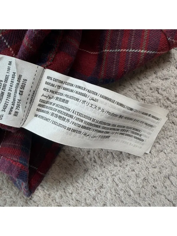 Hollister Red Blue Plaid Flannel Button Up Shirt Womens S Cotton Casual Grunge - Image 5