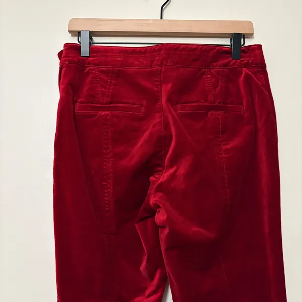 Anthropologie The Essential Slim Velvet Pants Red Side Zip Trousers Size 4‎ - Image 6