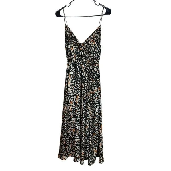 Vici Tie Front‎ Cutout Midi Dress Modern Geometric Cheetah Print Size Small - Image 8